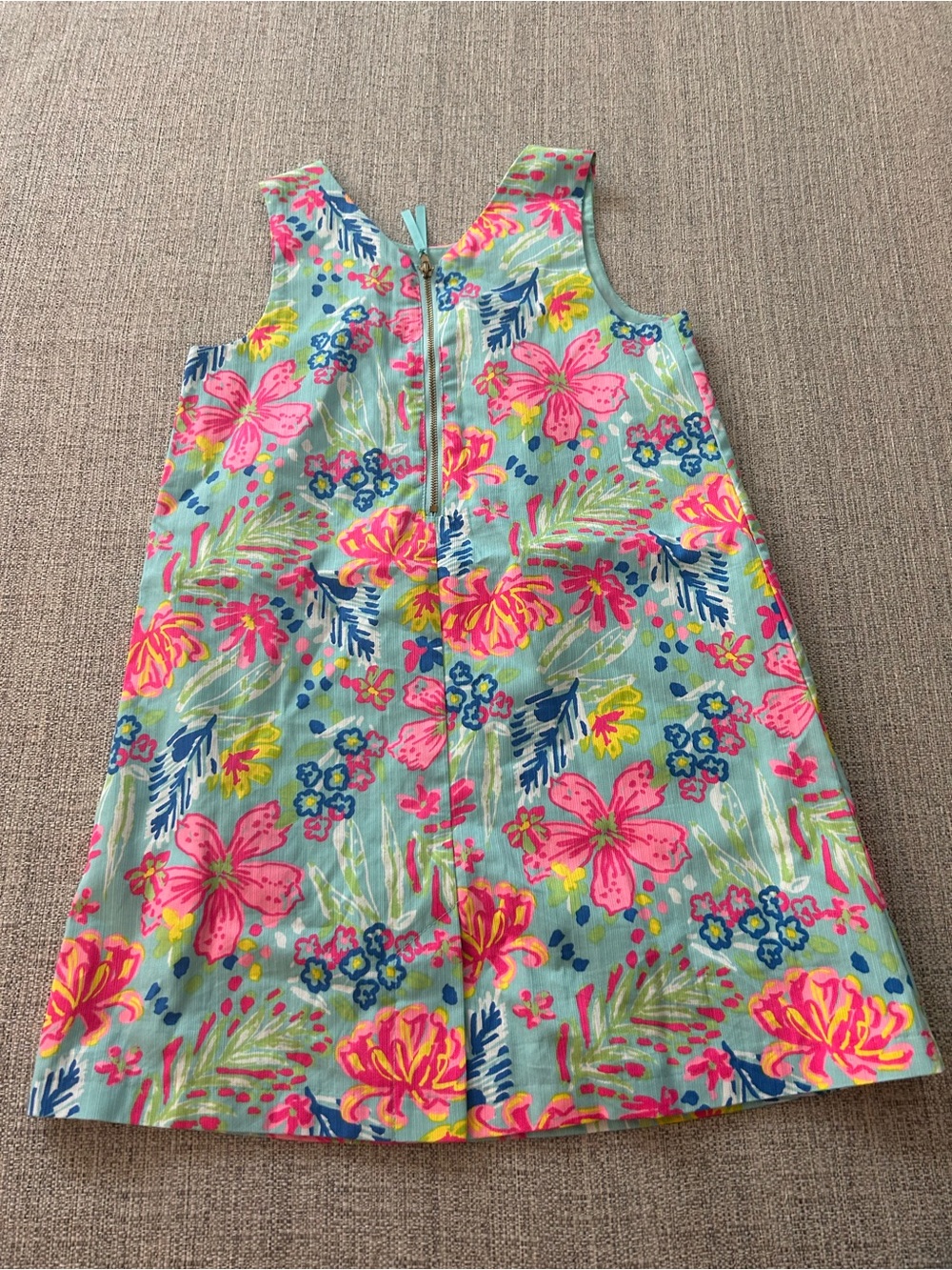 NWT Tommy Bahama Kids Aqua Floral Print Sundress w Pink & Yellow Accents Size 7